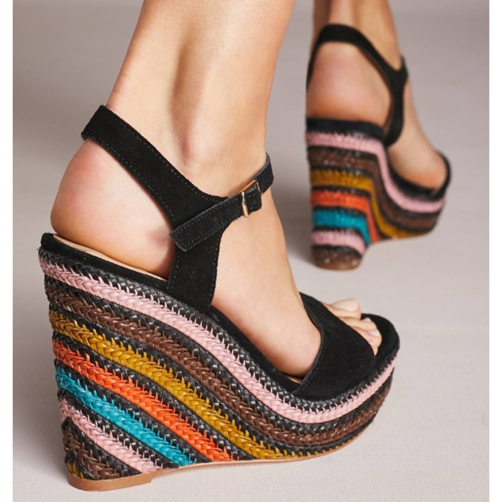 ANTHROPOLOGIE: rainbow, wedges, size 10 - Picture 2 of 3